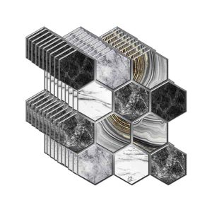HexagonWall, háromdimenziós falmatricák márvány mintázattal